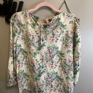 LC Lauren Conrad Cream Floral Blouse